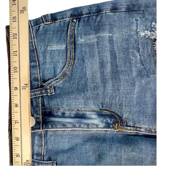 PUDR JEANS Distressed Lace Denim Bootie Shorts Blue Black Juniors Size S - Picture 13 of 13